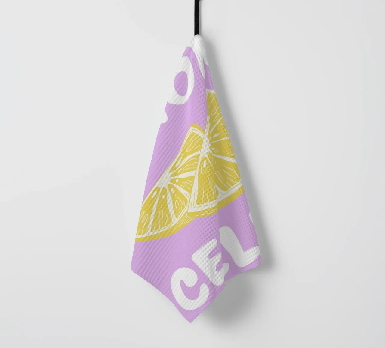 Limoncello Lemon Slice Print with Lavender Background tea towel by pdigitalprints