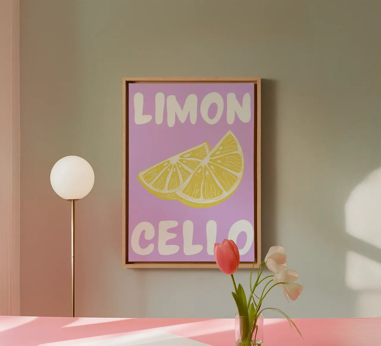 Limoncello Lemon Slice Print with Lavender Background canvas by pdigitalprints