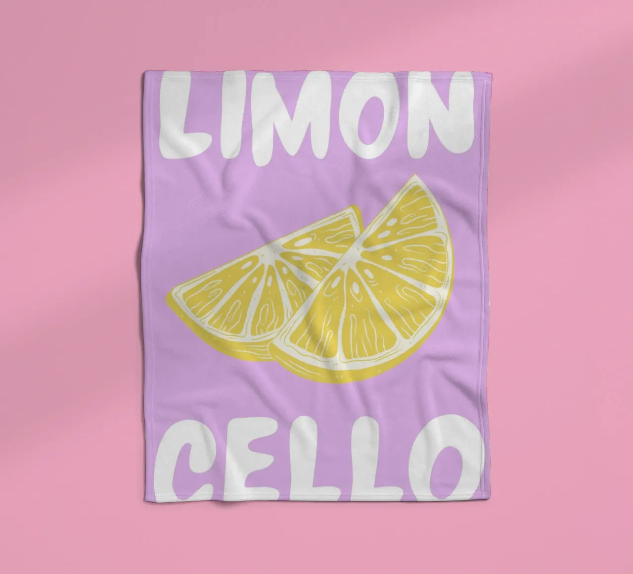 Limoncello Lemon Slice Print with Lavender Background fleece blanket by pdigitalprints