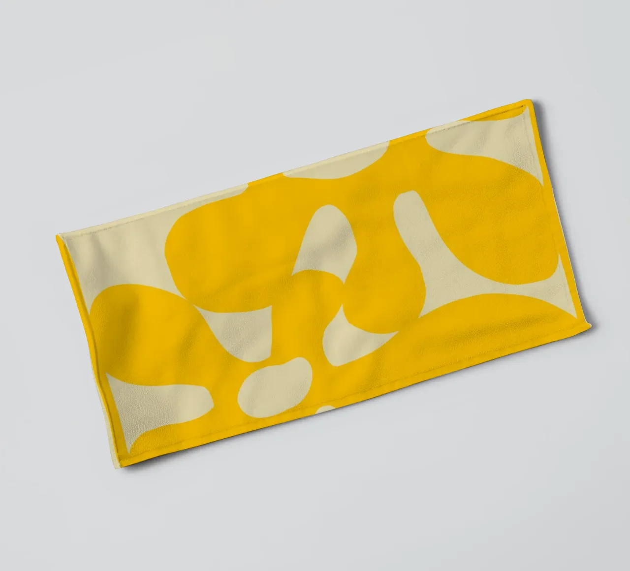 Abstract Organic Yellow Shapes on Beige Background towel by pdigitalprints