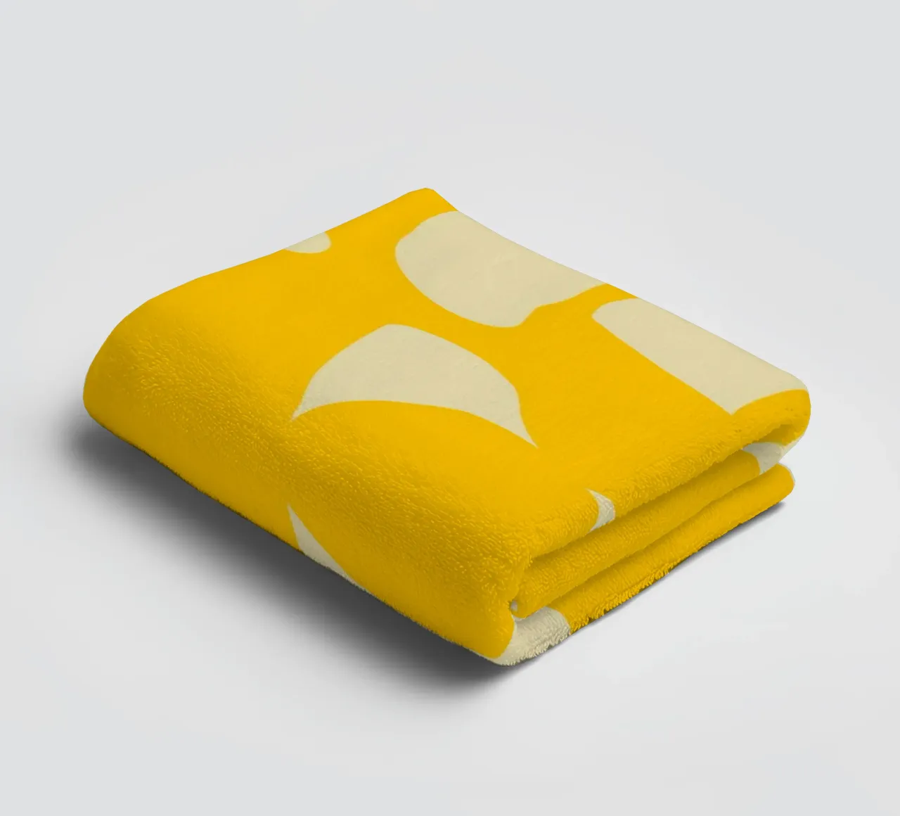 Abstract Organic Yellow Shapes on Beige Background towel by pdigitalprints