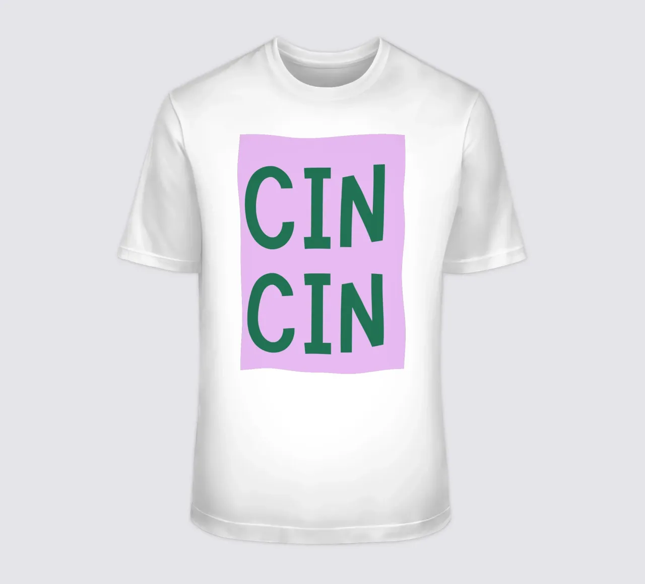Cin Cin Italian Toast Poster - Verspielter grüner Text auf Flieder T-Shirt von pdigitalprints