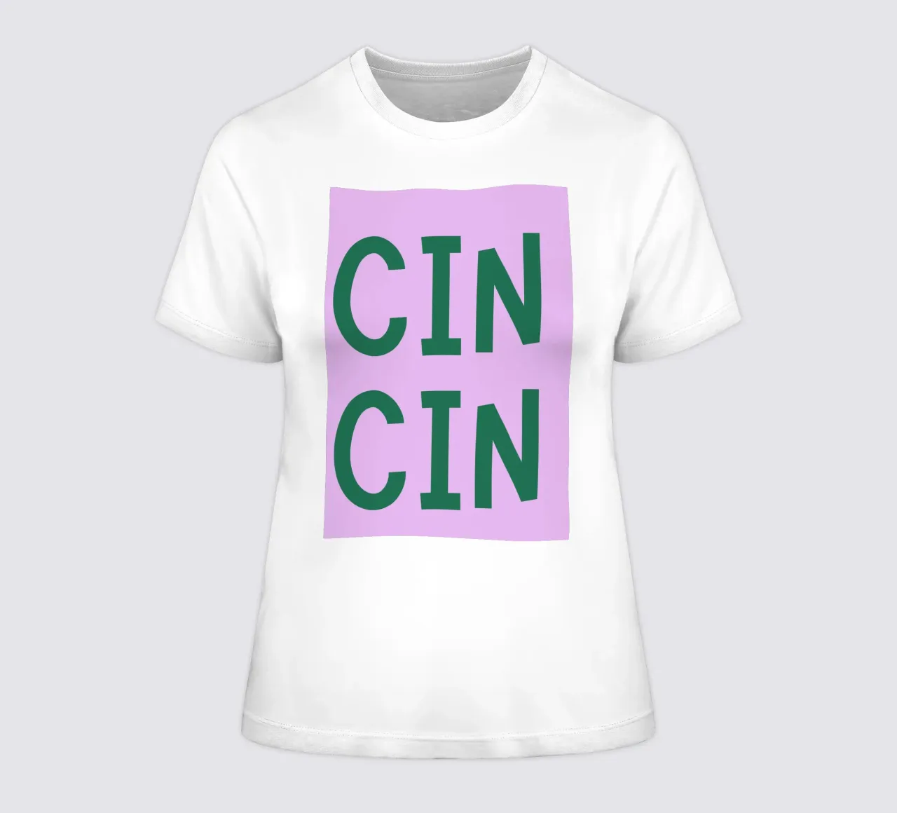 Poster per toast italiani Cin Cin - Testo giocoso verde su lilla t-shirt da donna da pdigitalprints