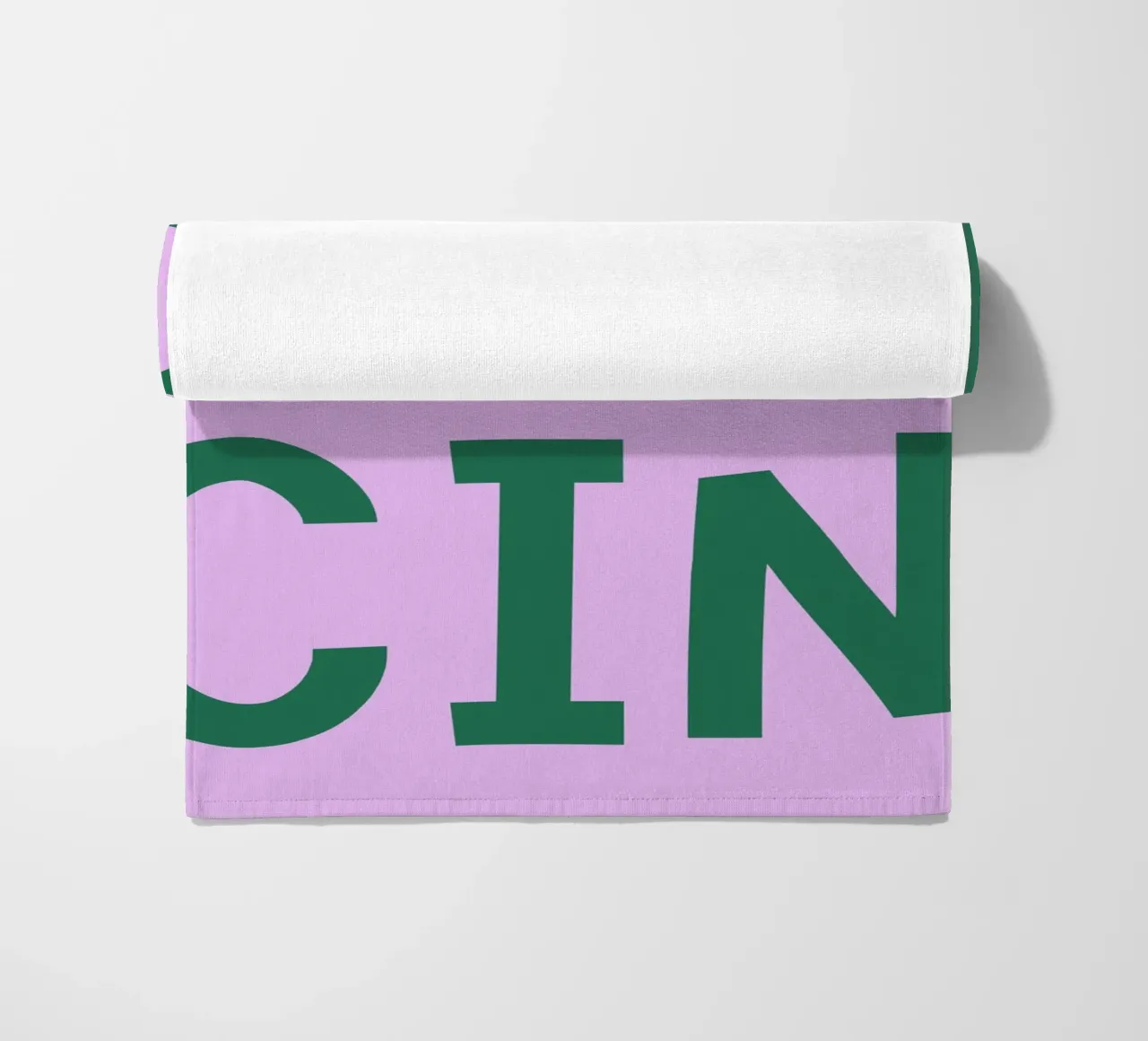 Poster per toast italiani Cin Cin - Testo giocoso verde su lilla telo mare da pdigitalprints