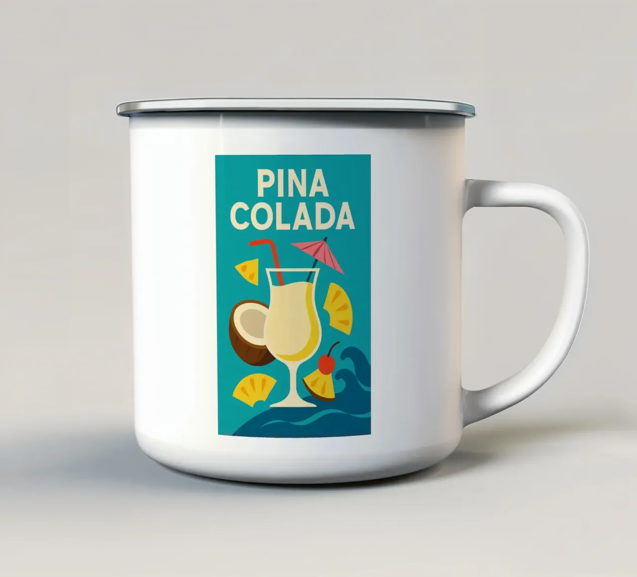 Piña Colada - Poster per le vacanze eterne tazza in smalto da Boissons - Affiches & posters - Retro