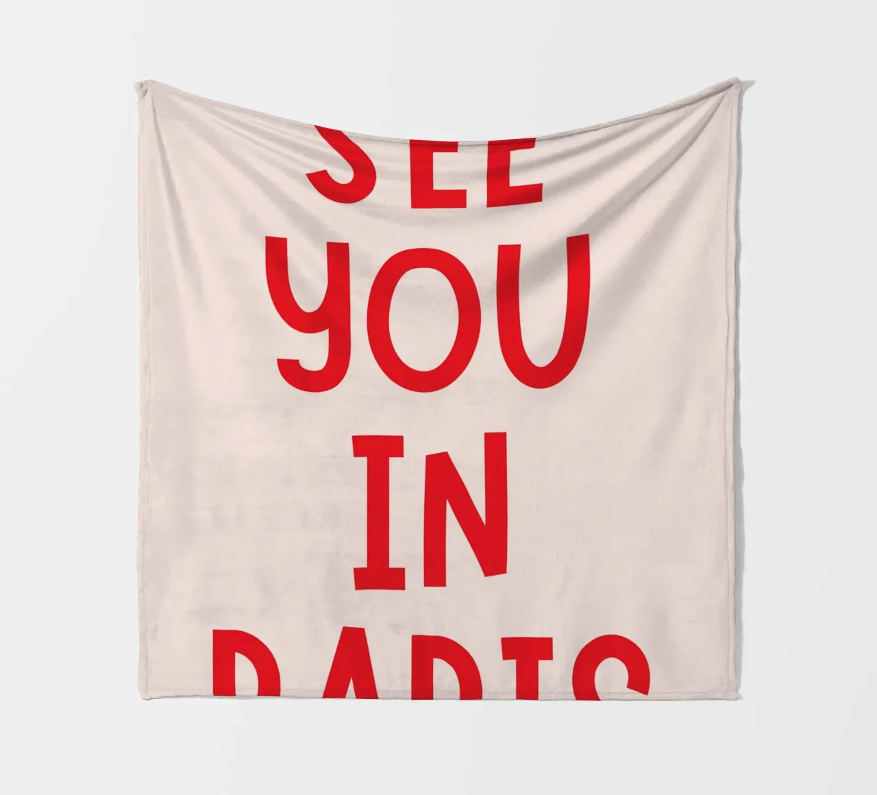 Poster tipografico See You in Paris - Testo rosso su beige chiaro coperta in pile da pdigitalprints