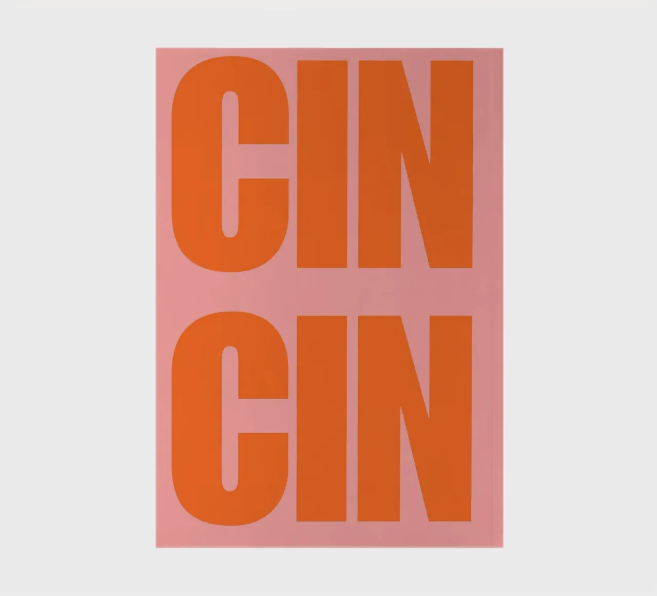 CIN CIN Bold Typography Poster – Orange Text on Pink notebook by pdigitalprints