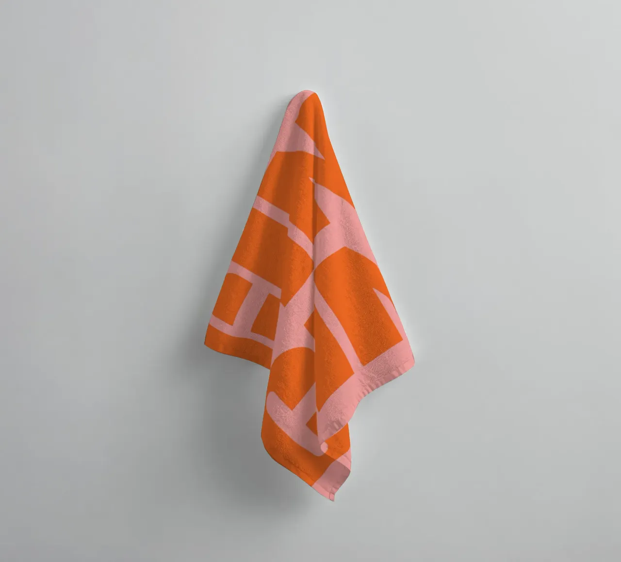 CIN CIN Bold Typography Poster – Orange Text on Pink towel by pdigitalprints