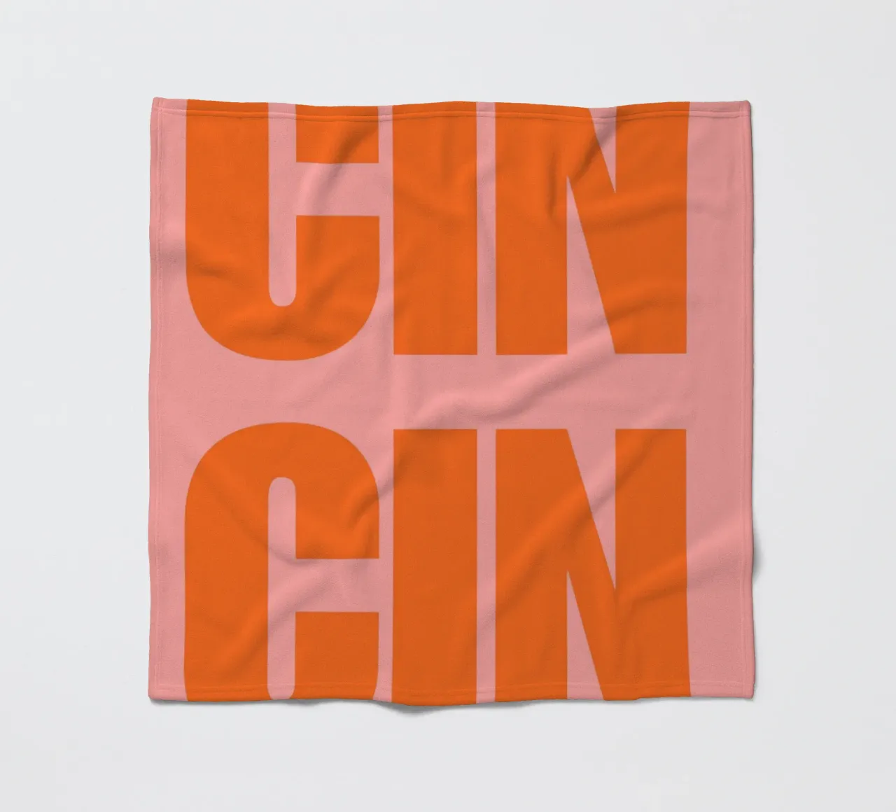 CIN CIN Bold Typography Poster – Orange Text on Pink fleece blanket by pdigitalprints