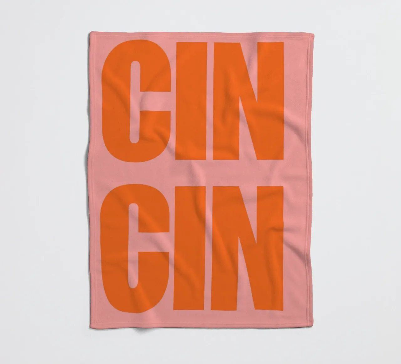 CIN CIN Bold Typography Poster – Orange Text on Pink fleece blanket by pdigitalprints