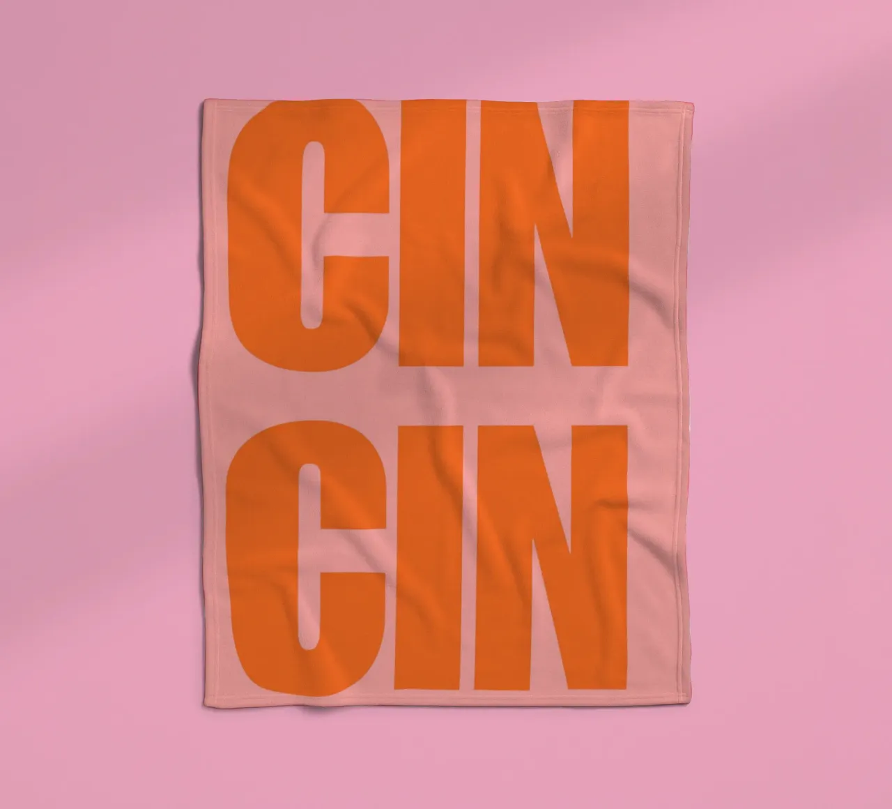 CIN CIN Bold Typography Poster – Orange Text on Pink fleece blanket by pdigitalprints