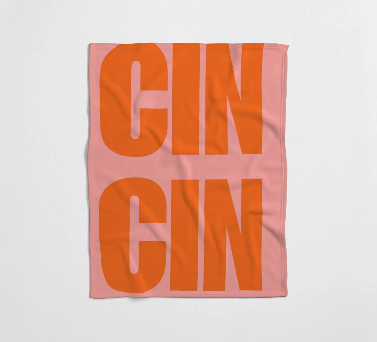 CIN CIN Bold Typography Poster – Orange Text on Pink fleece blanket by pdigitalprints