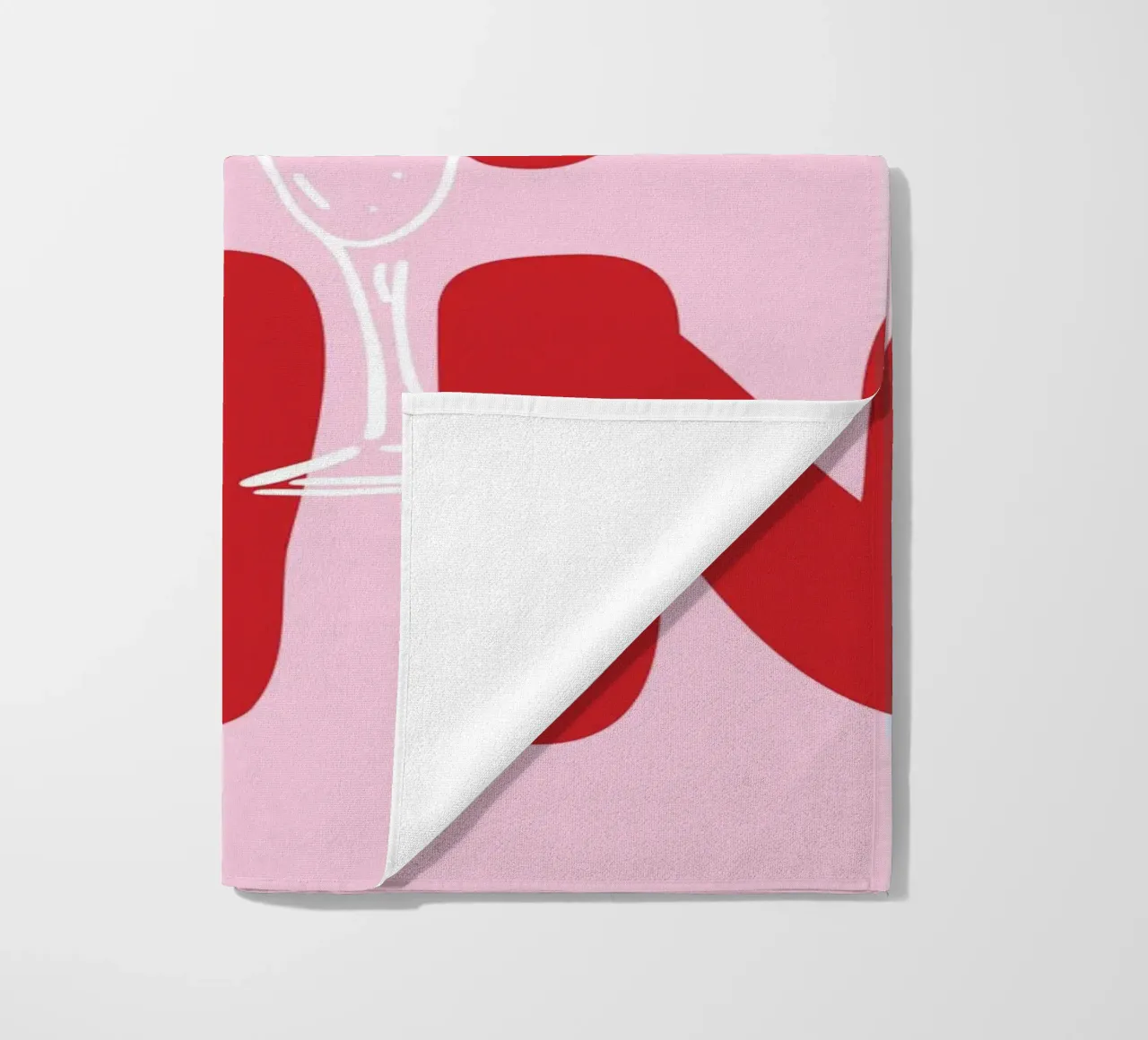 Póster CIN con copas chocando - Texto rojo sobre rosa toalla de playa de pdigitalprints
