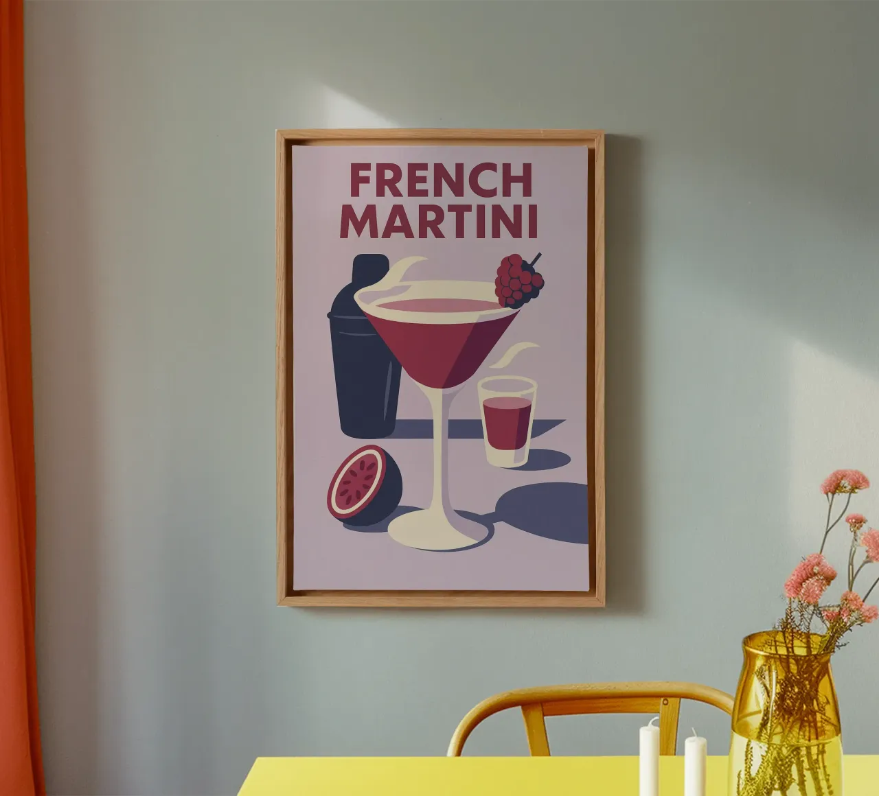 Martini francese - Eleganza francese tela con Cornice a cassetta da Boissons - Affiches & posters - Retro