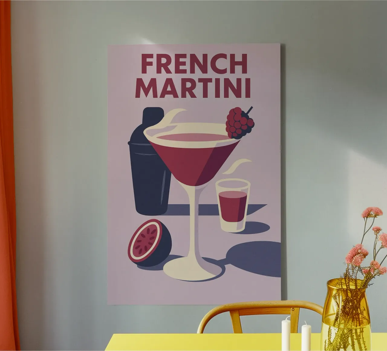 Martini francese - Eleganza francese tela con Cornice a cassetta da Boissons - Affiches & posters - Retro