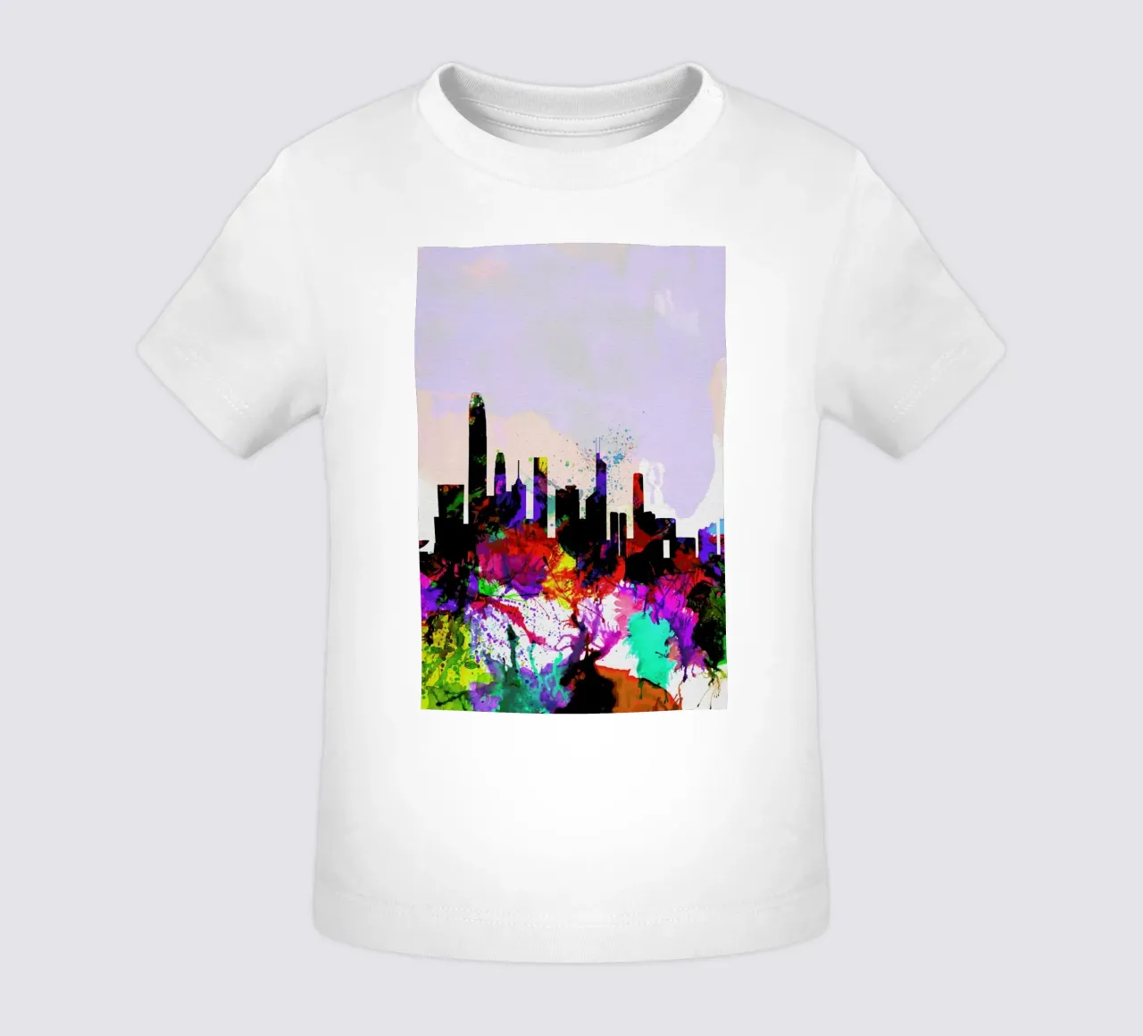 Hong Kong Watercolor Skyline maglietta neonato da Naxart