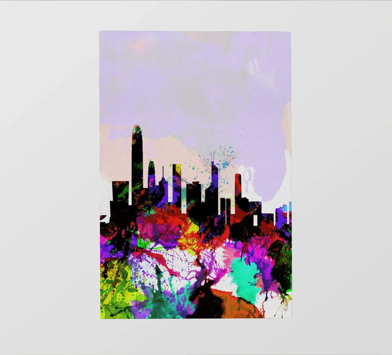 Hong Kong Watercolor Skyline telo in pvc da Naxart