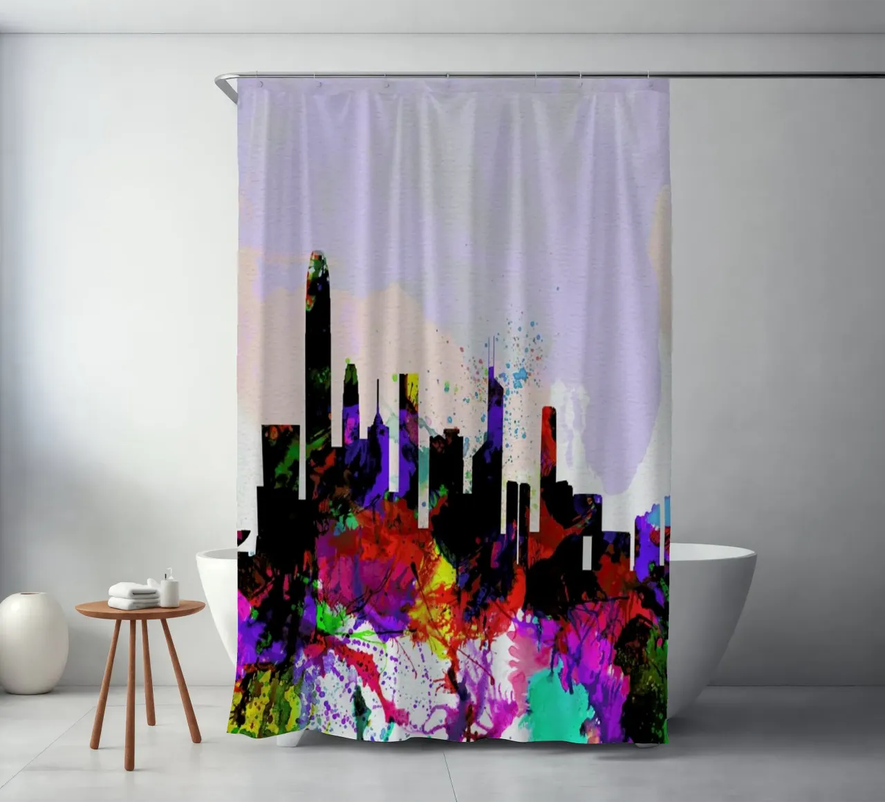 Hong Kong Watercolor Skyline tenda da doccia da Naxart
