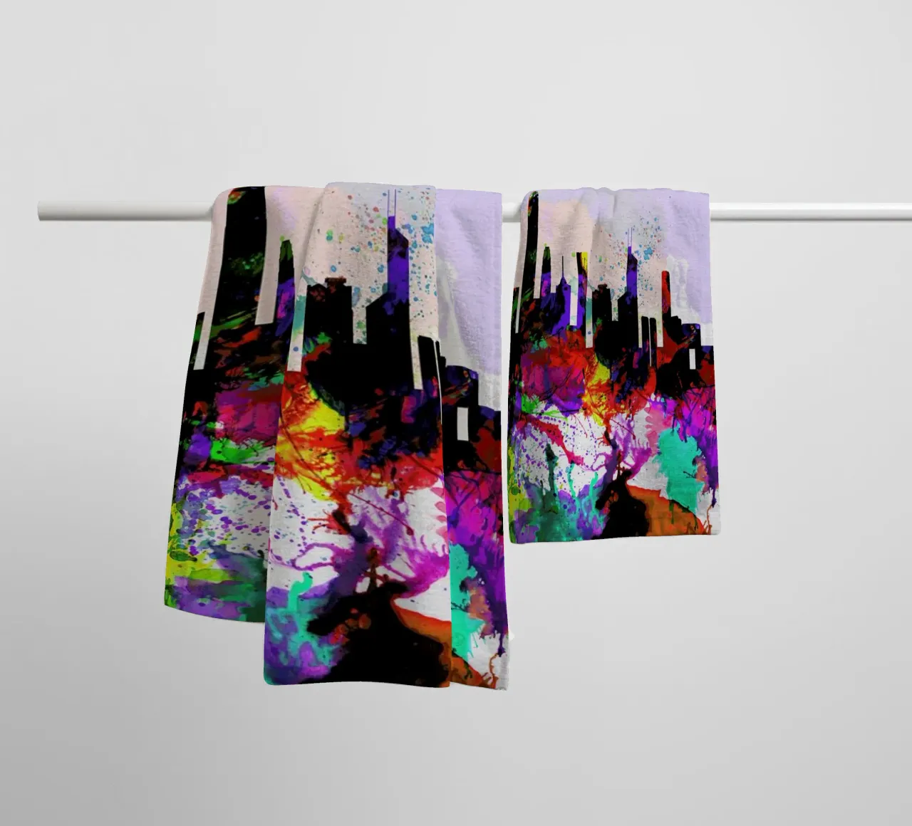 Hong Kong Watercolor Skyline asciugamano da bagno da Naxart