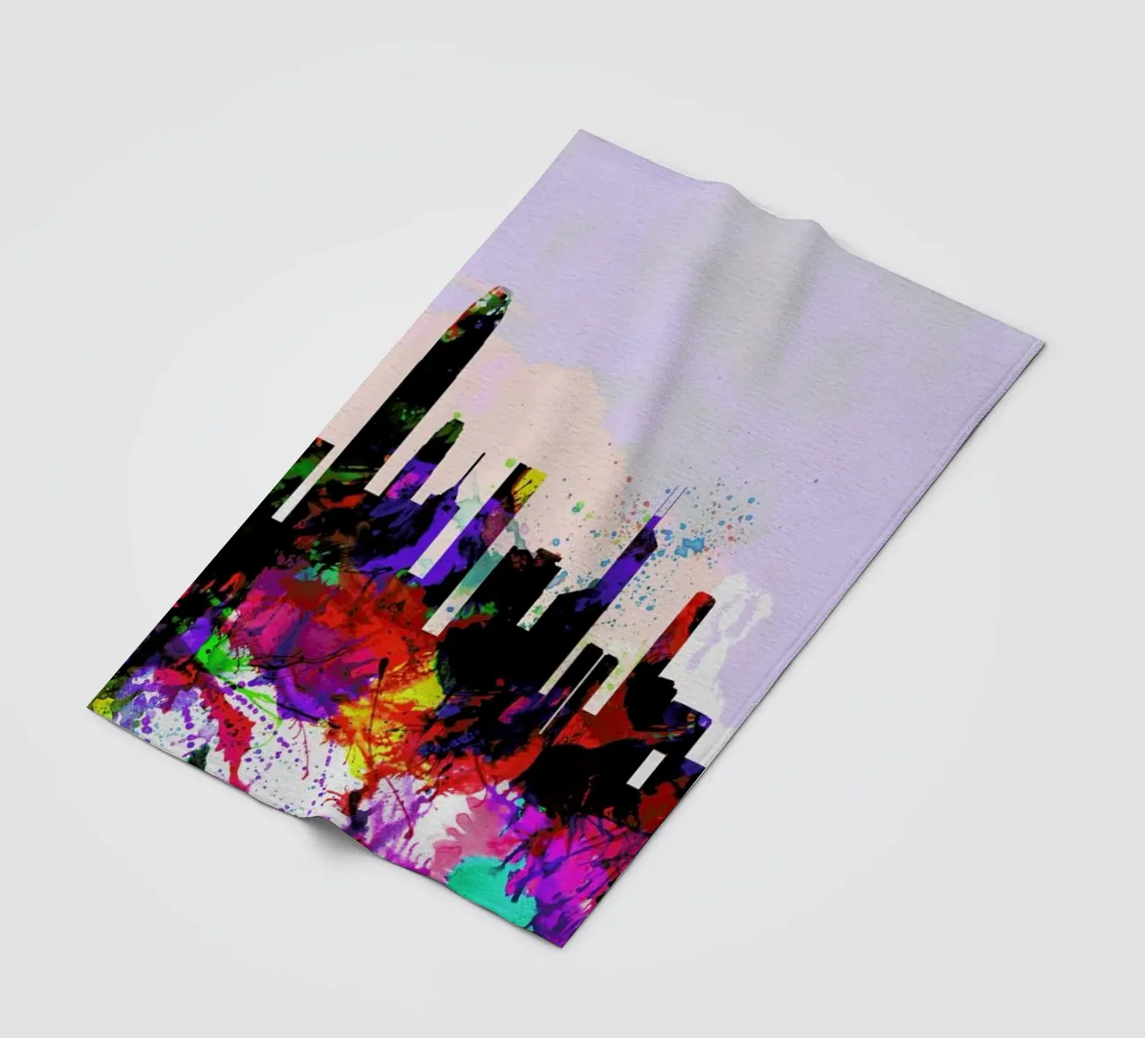 Hong Kong Watercolor Skyline coperta in pile da Naxart