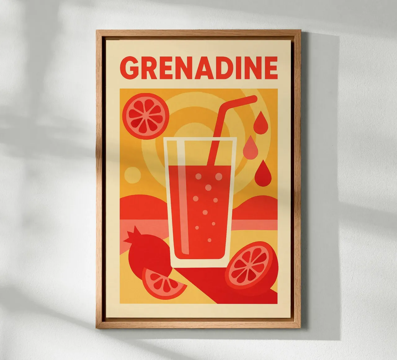 Grenadine - Le soleil dans un gobelet toile avec Caisse américaine de Boissons - Affiches & posters - Retro