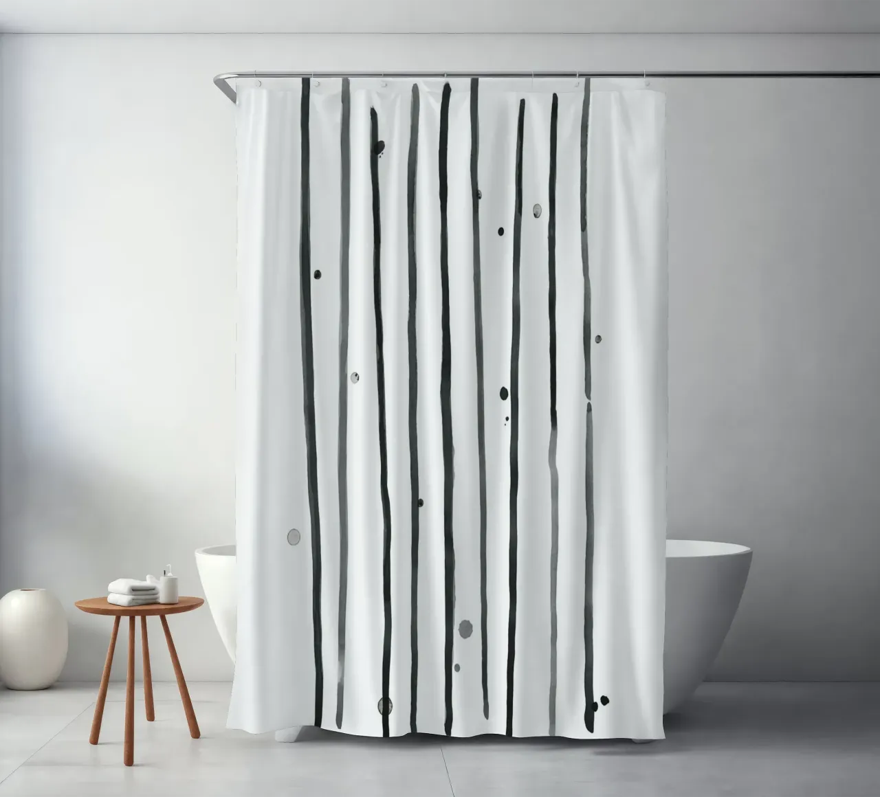 Astrazione acquerello 2 - Bianco e nero tenda da doccia da NouveauPrints