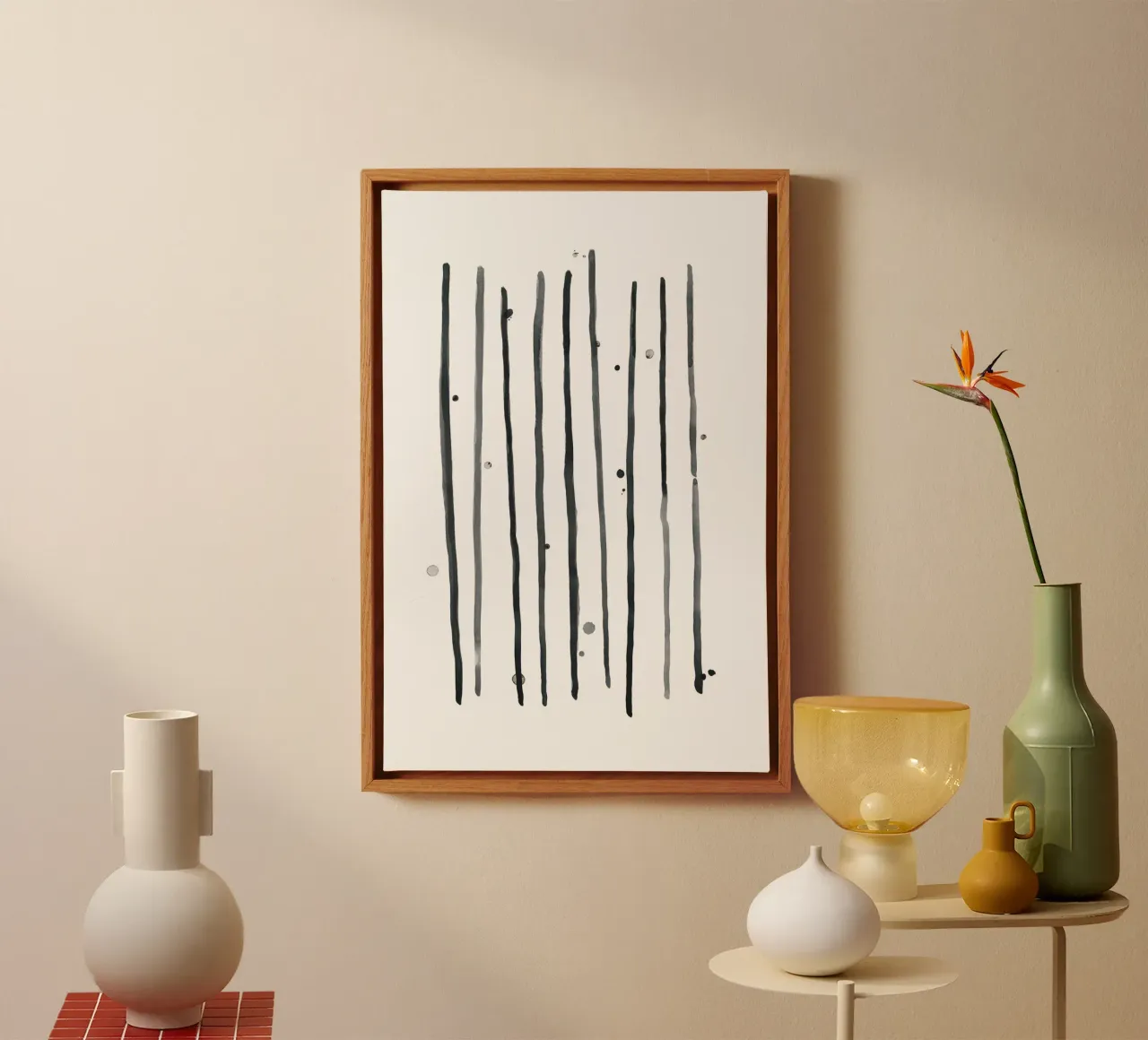 Astrazione acquerello 2 - Bianco e nero tela con Cornice a cassetta da NouveauPrints