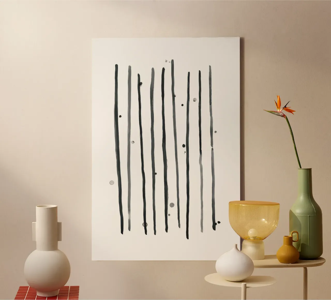 Astrazione acquerello 2 - Bianco e nero tela con Cornice a cassetta da NouveauPrints