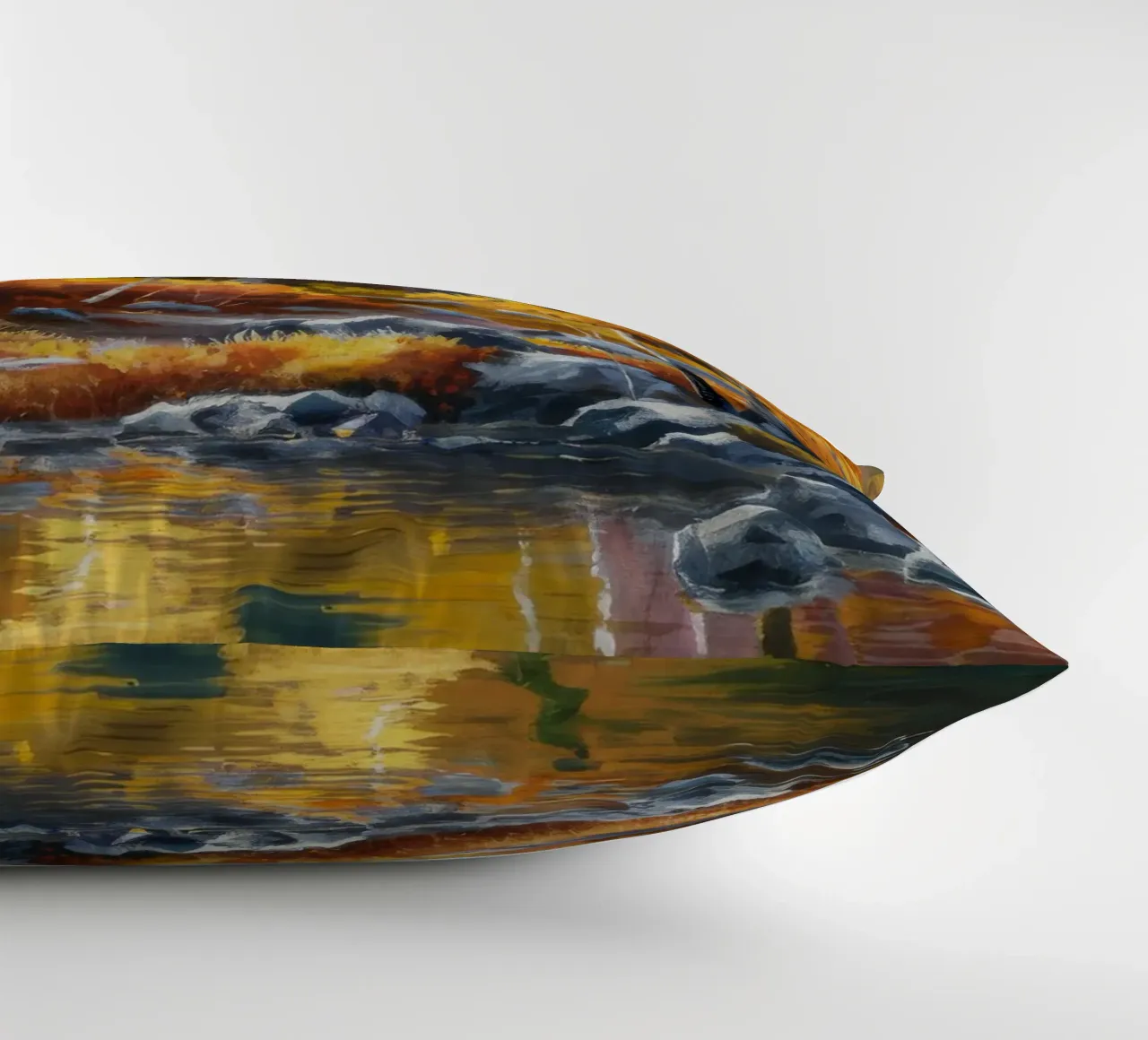 Golden Forest Stream decorative cushion by Celestial Harmony