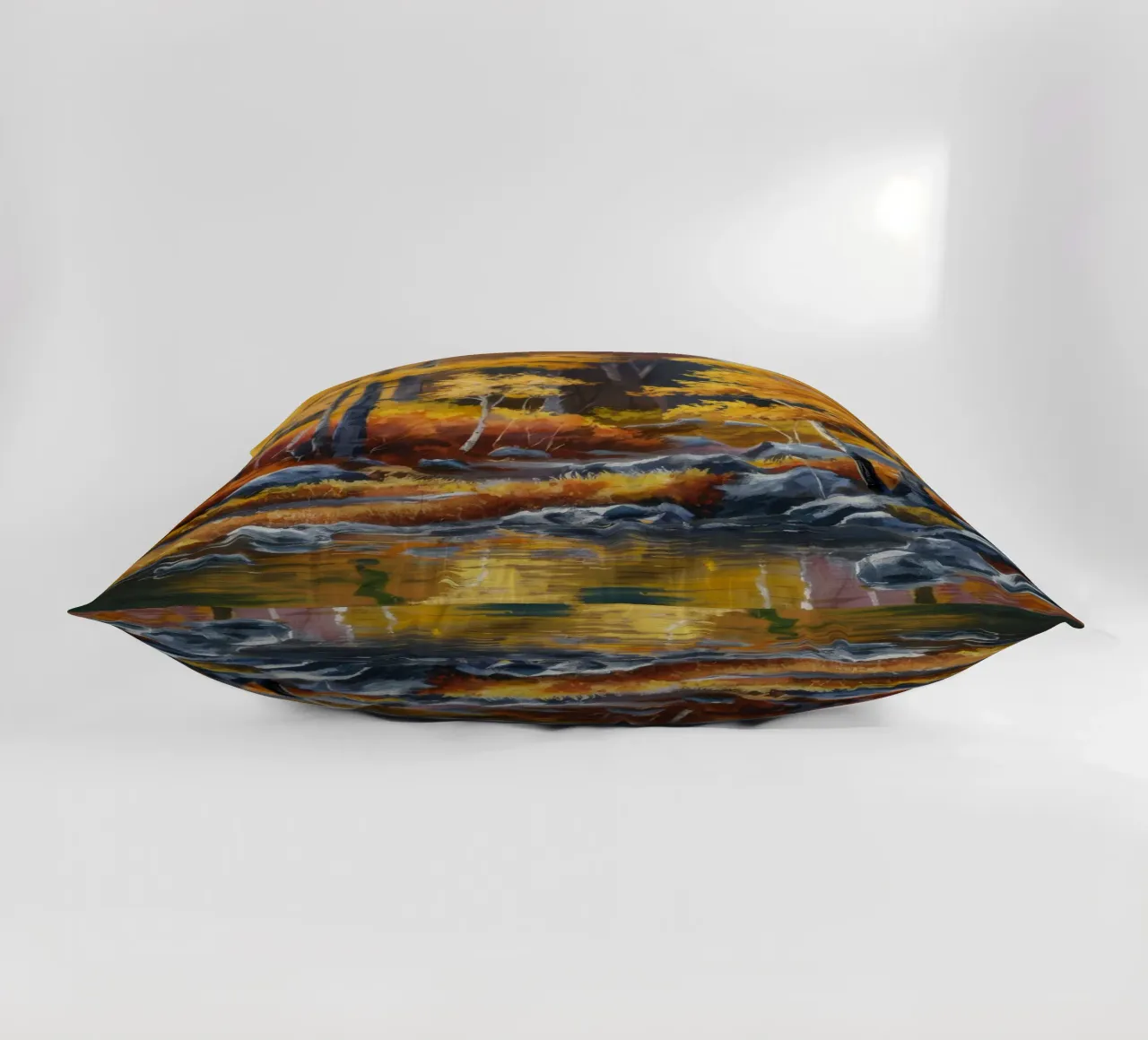 Golden Forest Stream decorative cushion by Celestial Harmony