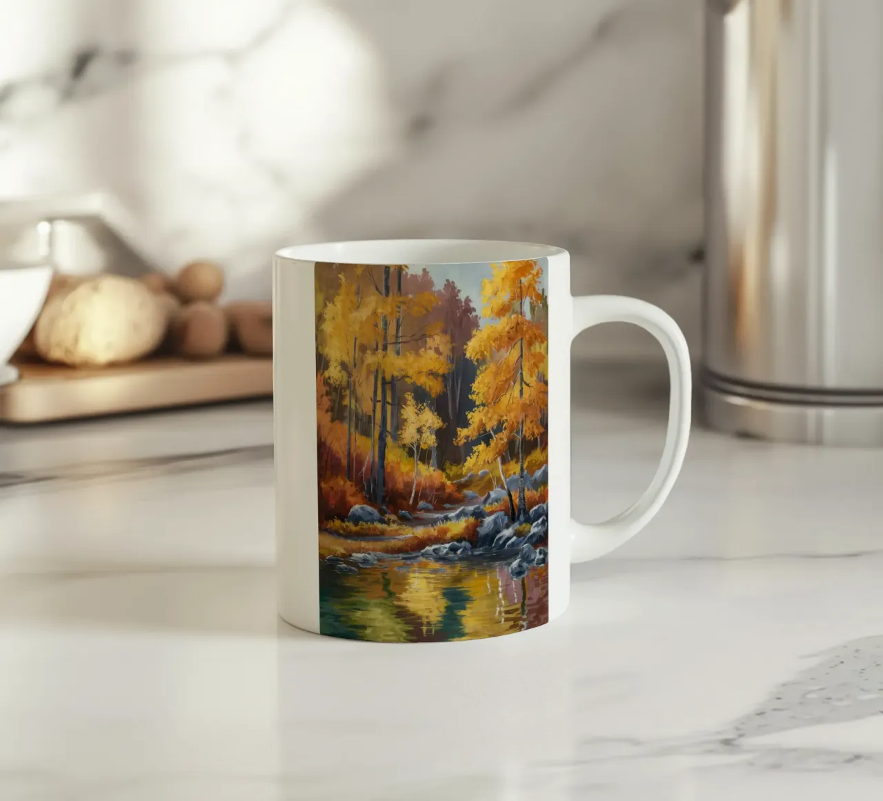 Forêt d'or en streaming mug en céramique de Celestial Harmony