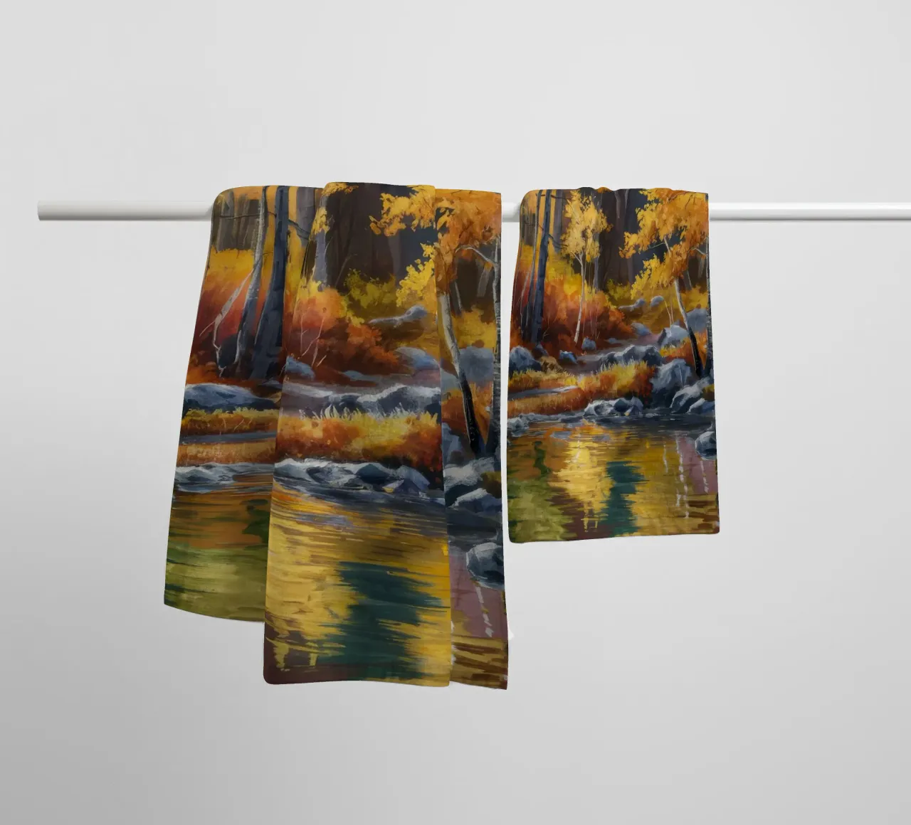 Golden Forest Stream towel by Celestial Harmony