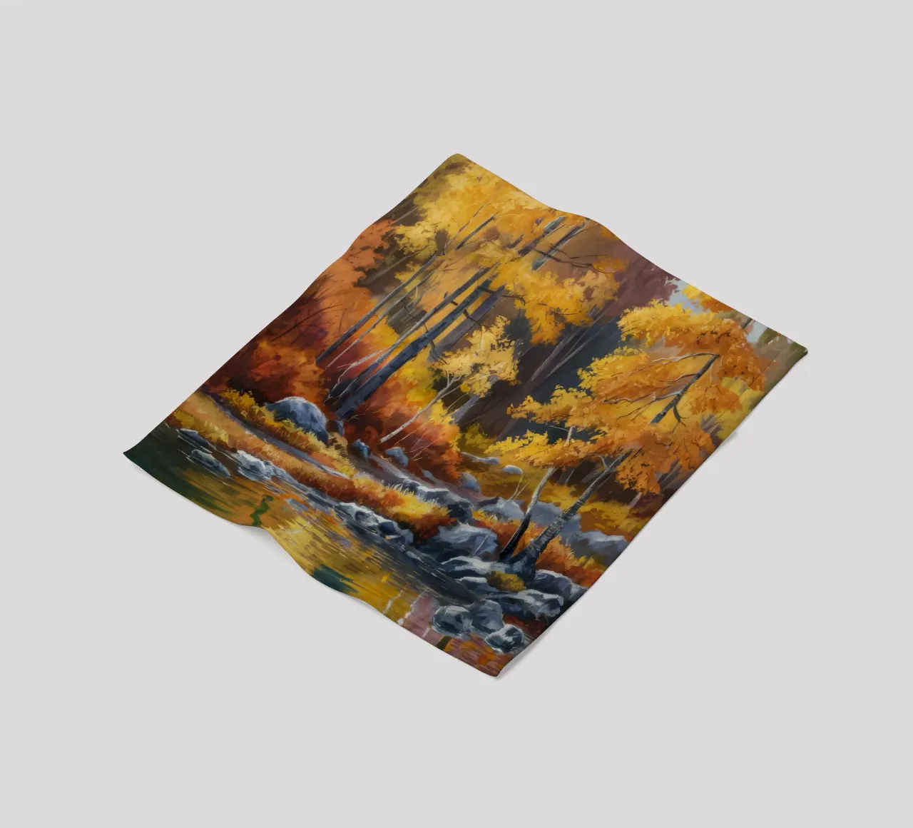 Golden Forest Stream fleece blanket by Celestial Harmony