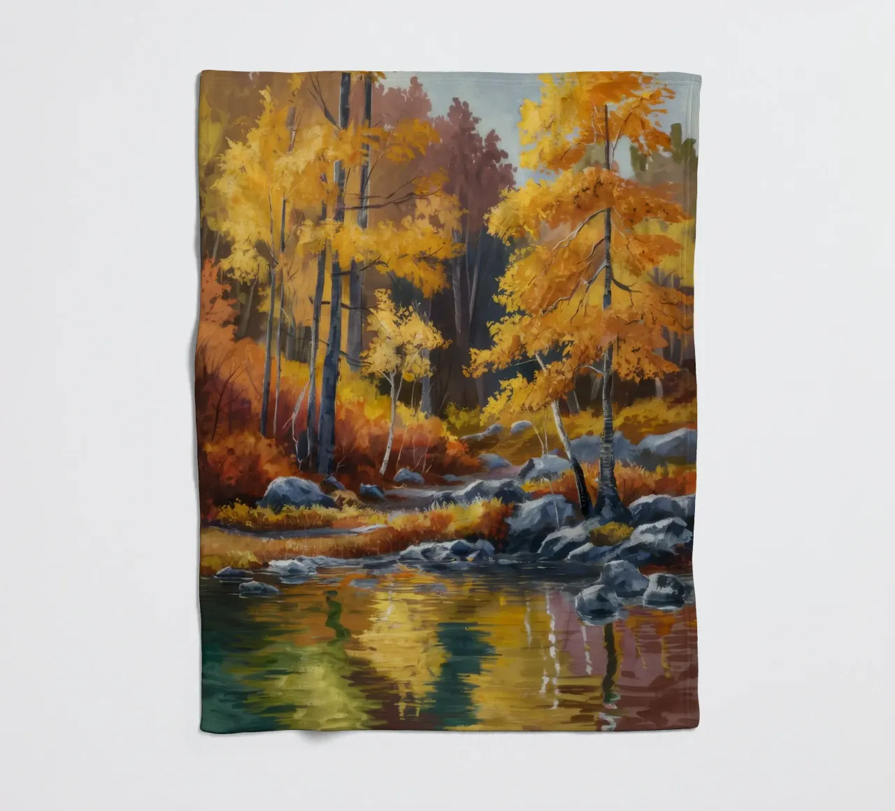 Golden Forest Stream fleece blanket by Celestial Harmony