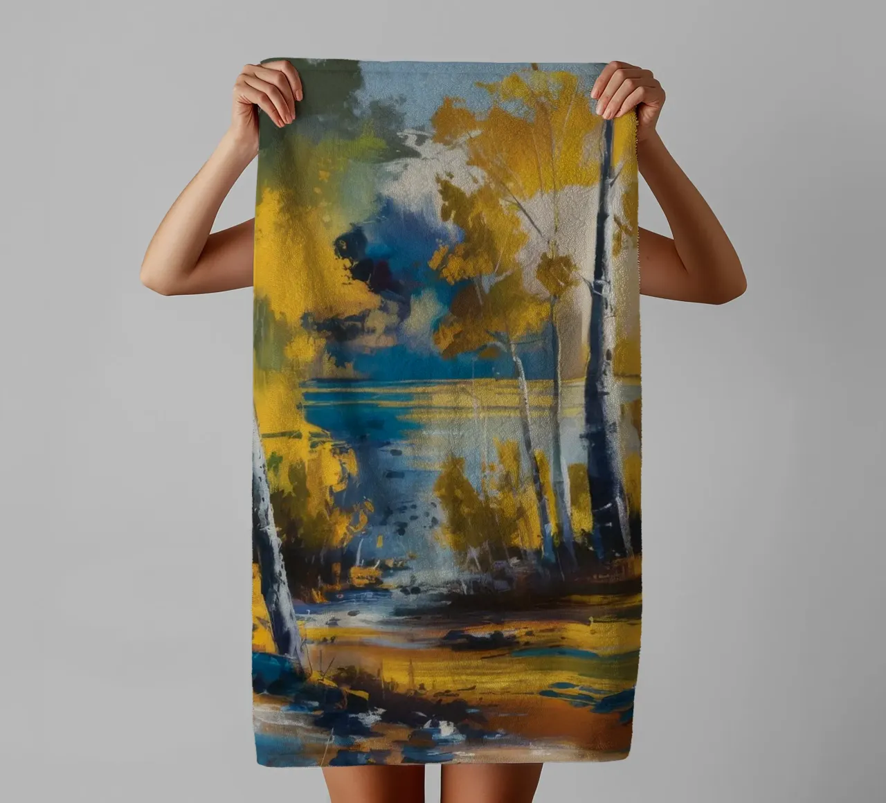 Amber Lake Reflection towel by Celestial Harmony