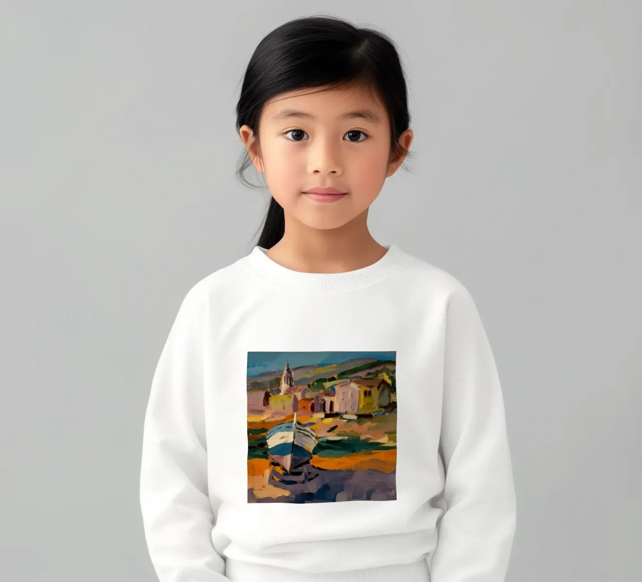 Beached Boat Hues kids sweatshirt by Celestial Harmony