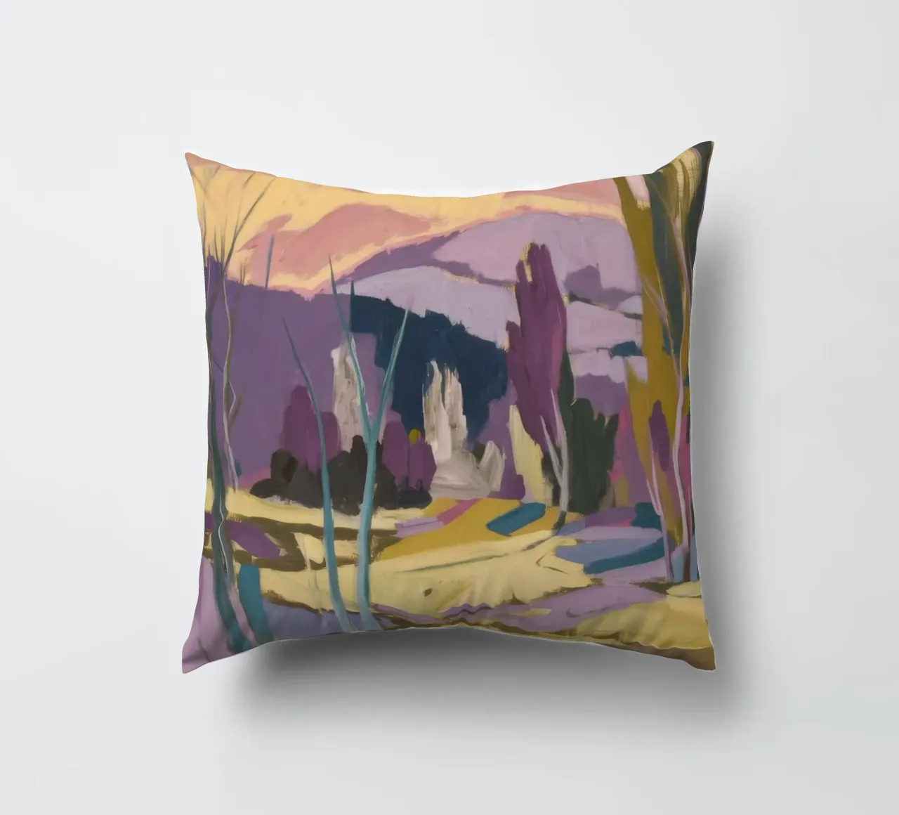 Pastel Hill Dreamscape decorative cushion by Celestial Harmony