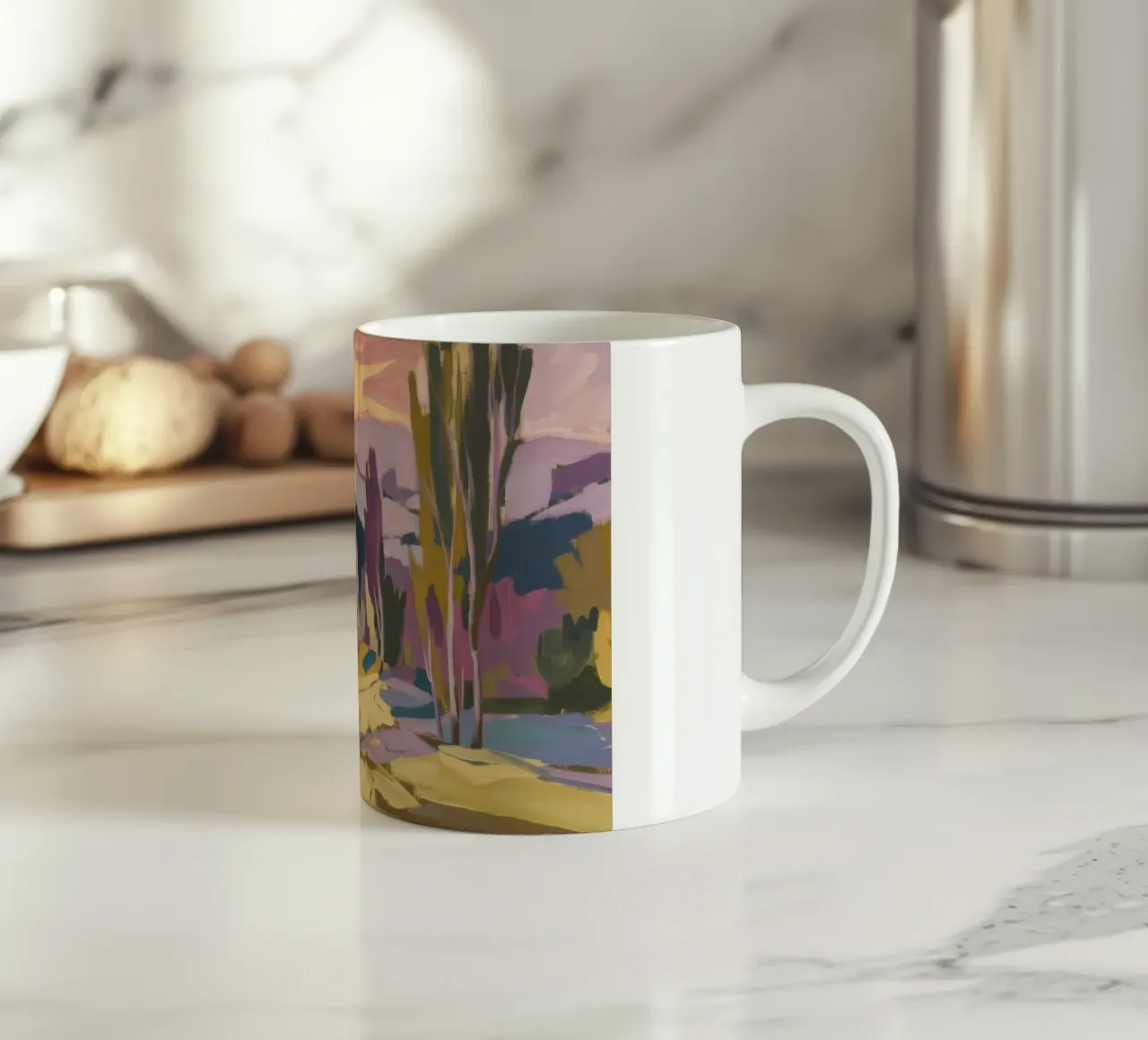Paesaggio onirico della collina pastello tazza in ceramica da Celestial Harmony