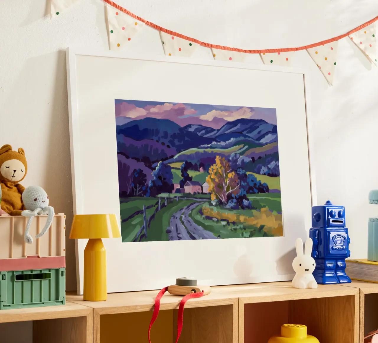 Percorso del colore della valle poster con telaio in legno da Celestial Harmony