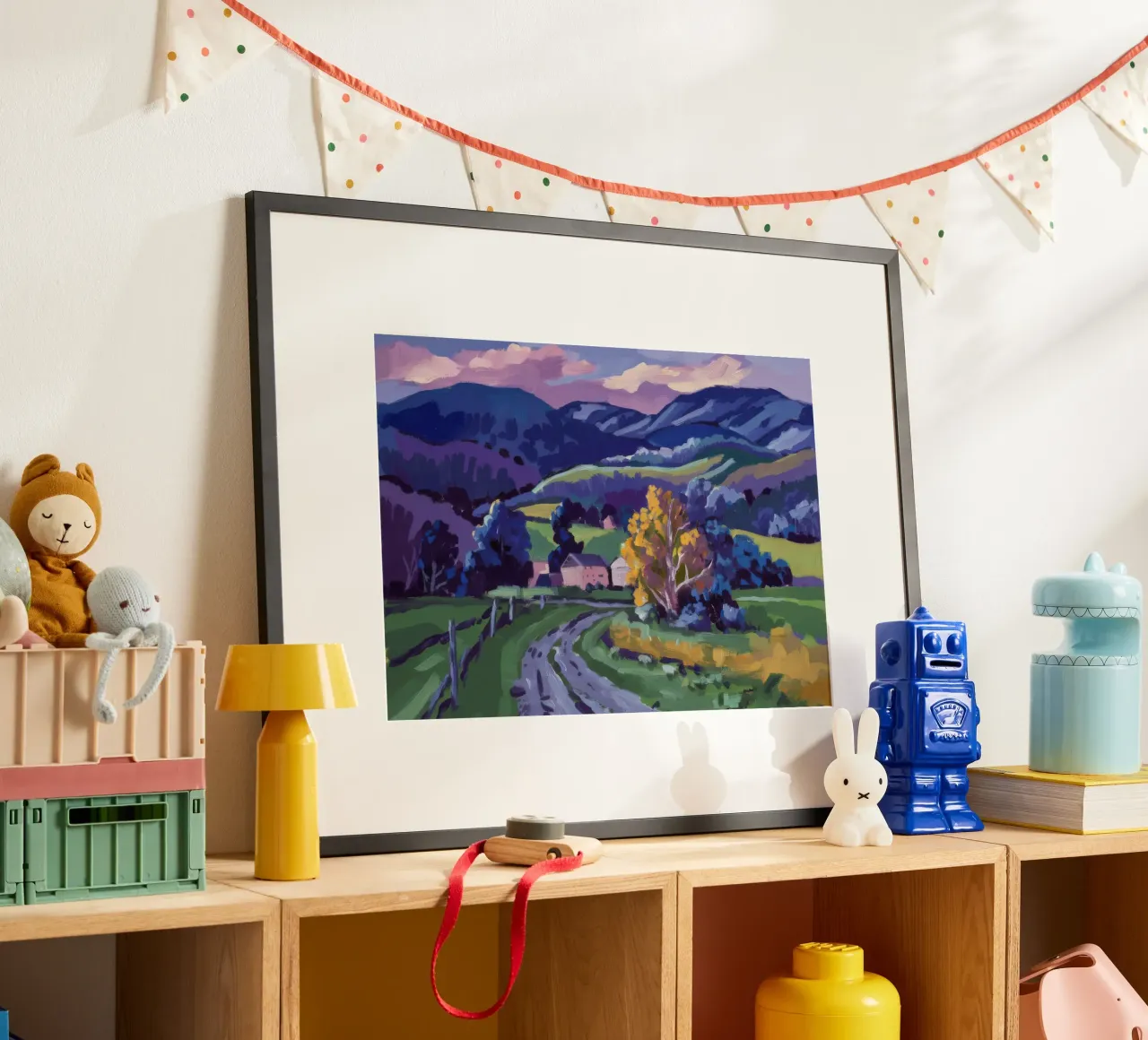 Percorso del colore della valle poster con telaio in legno da Celestial Harmony