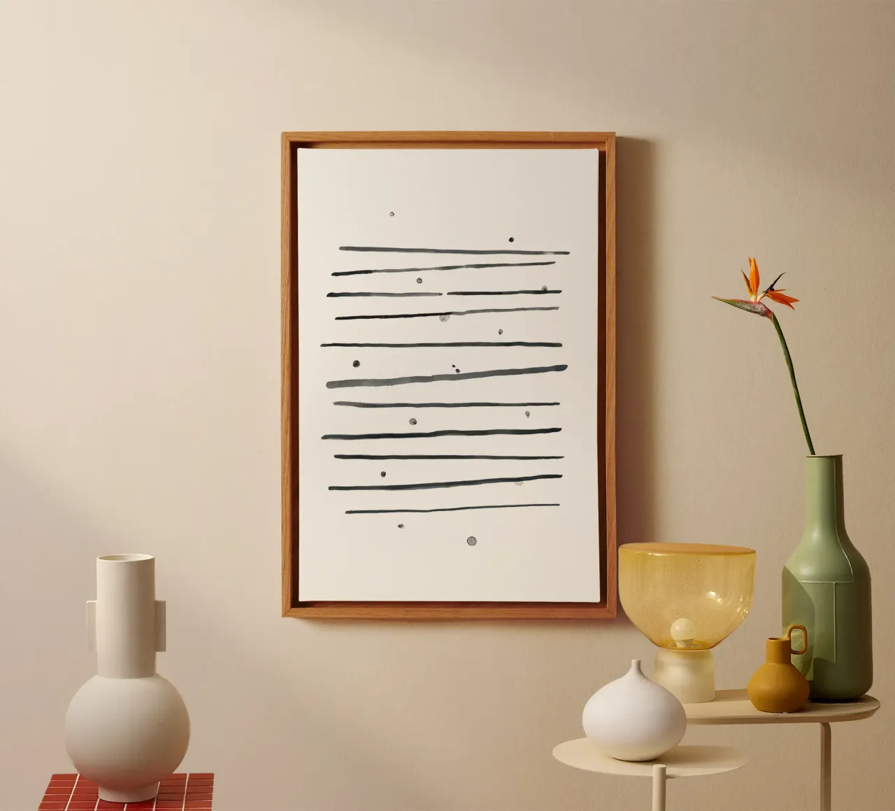 Astrazione acquerello 1 - Bianco e nero tela con Cornice a cassetta da NouveauPrints