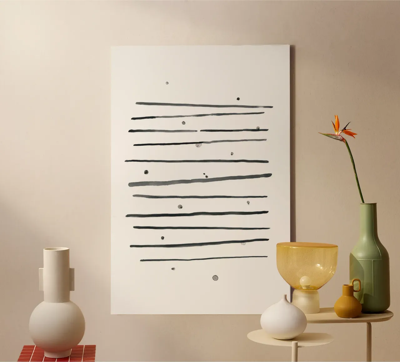 Astrazione acquerello 1 - Bianco e nero tela con Cornice a cassetta da NouveauPrints