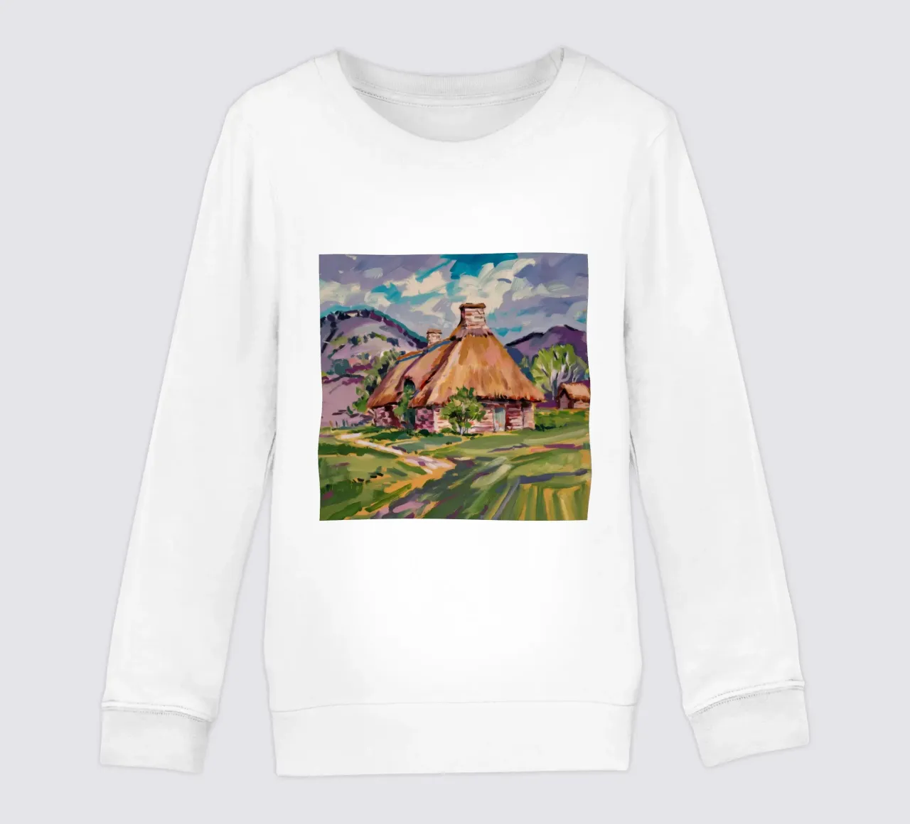 Thatch Roof Repose kids sweatshirt by Celestial Harmony