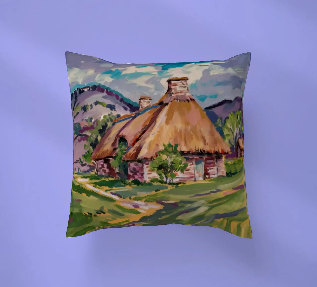 Thatch Roof Repose decorative cushion by Celestial Harmony