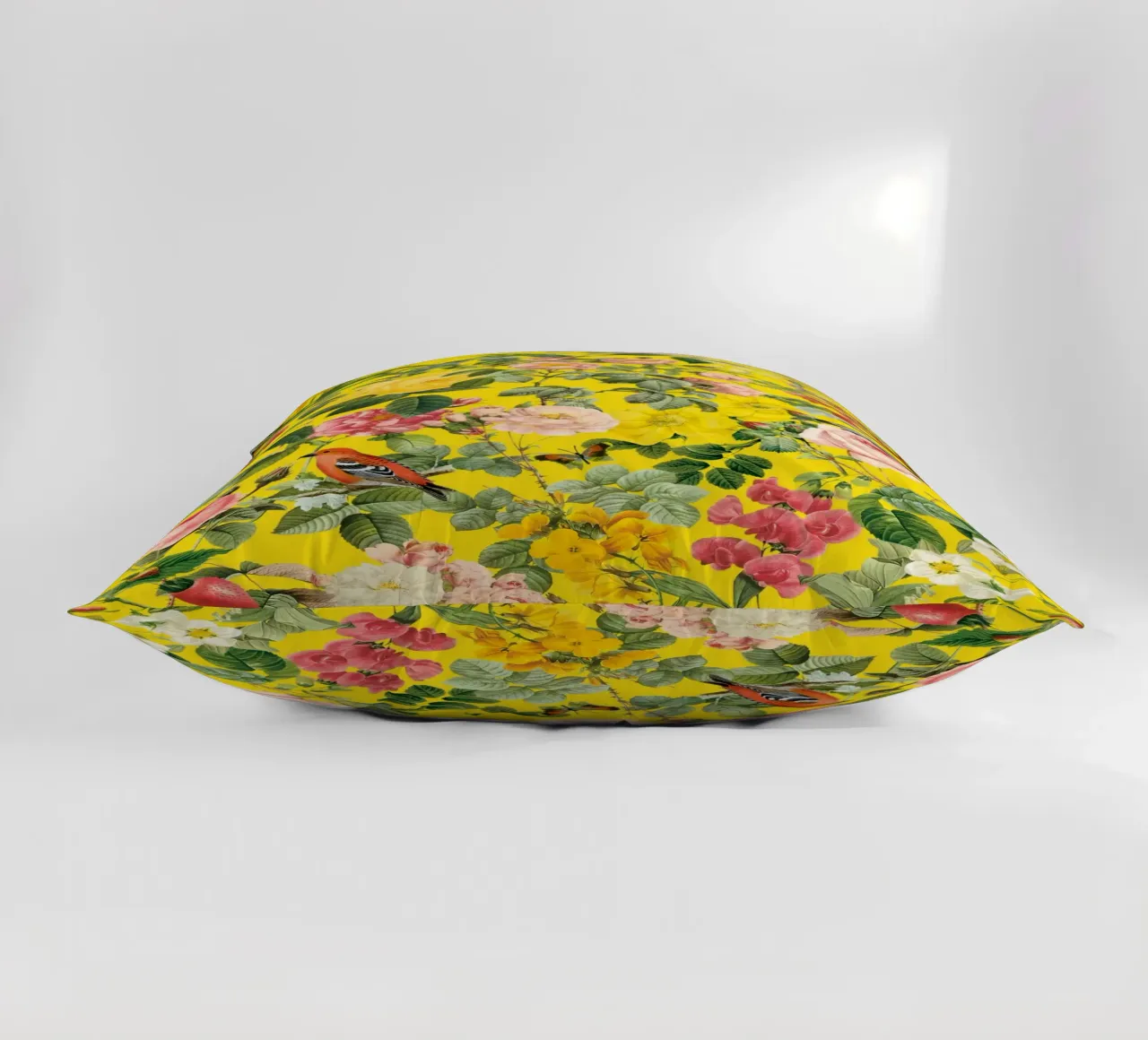 Floral and Birds - Colorful cuscino da burcukorkmazyurek