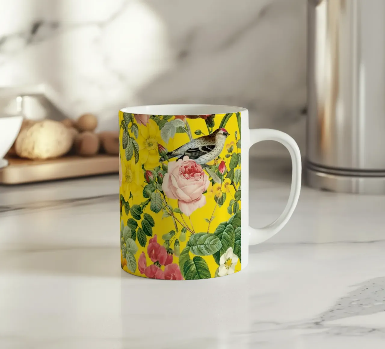 Floral and Birds - Colorful tazza in ceramica da burcukorkmazyurek