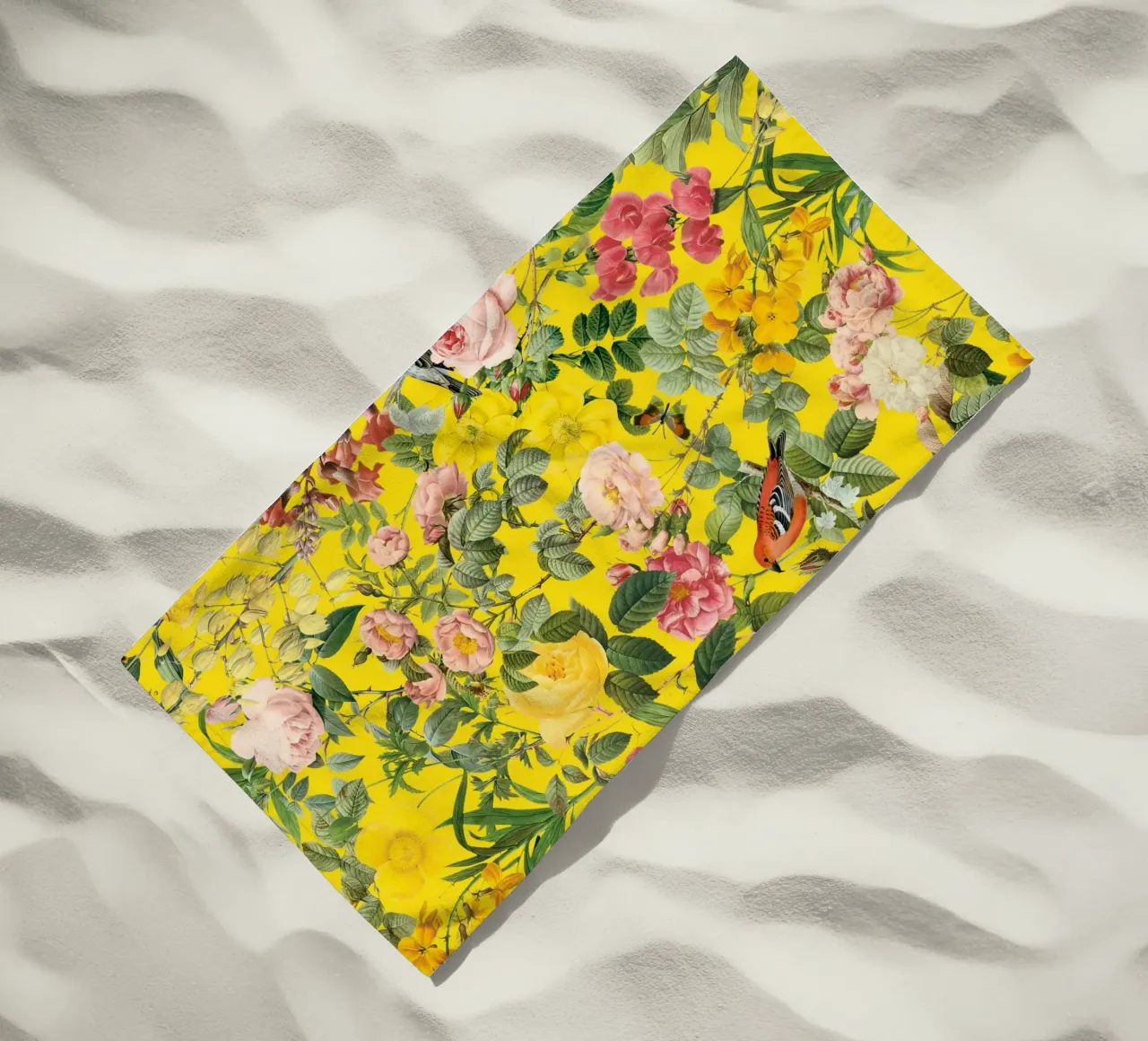 Floral and Birds - Colorful telo mare da burcukorkmazyurek
