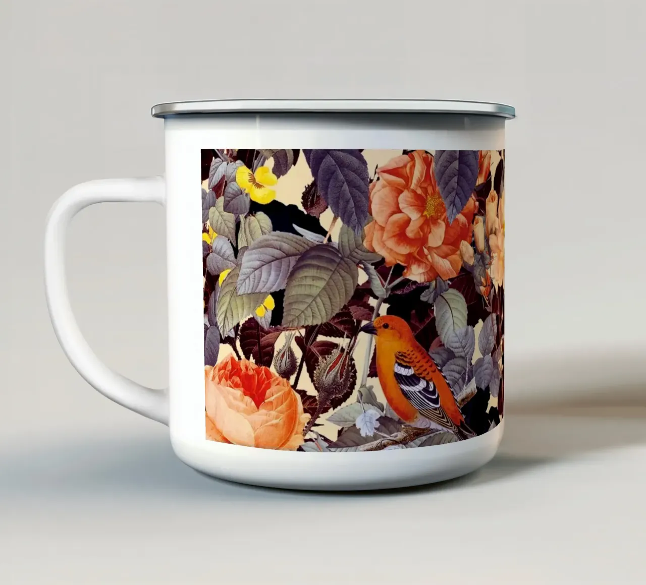 Floral and Birds - Colorful II tazza in smalto da burcukorkmazyurek