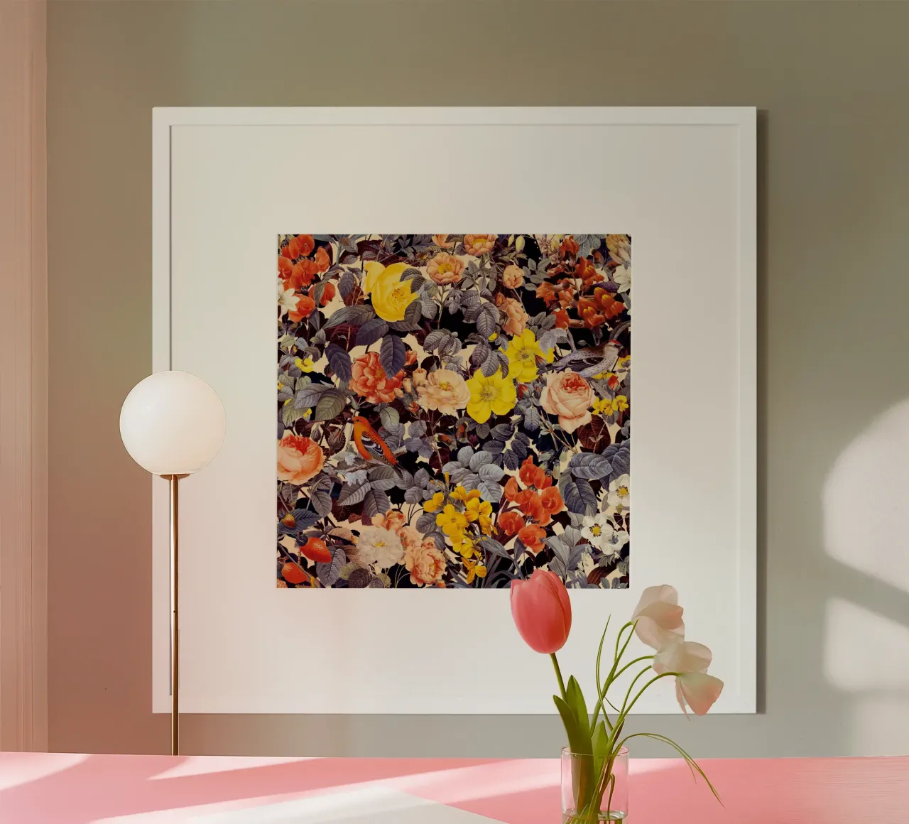 Floral and Birds - Colorful II carta hahnemühle da burcukorkmazyurek