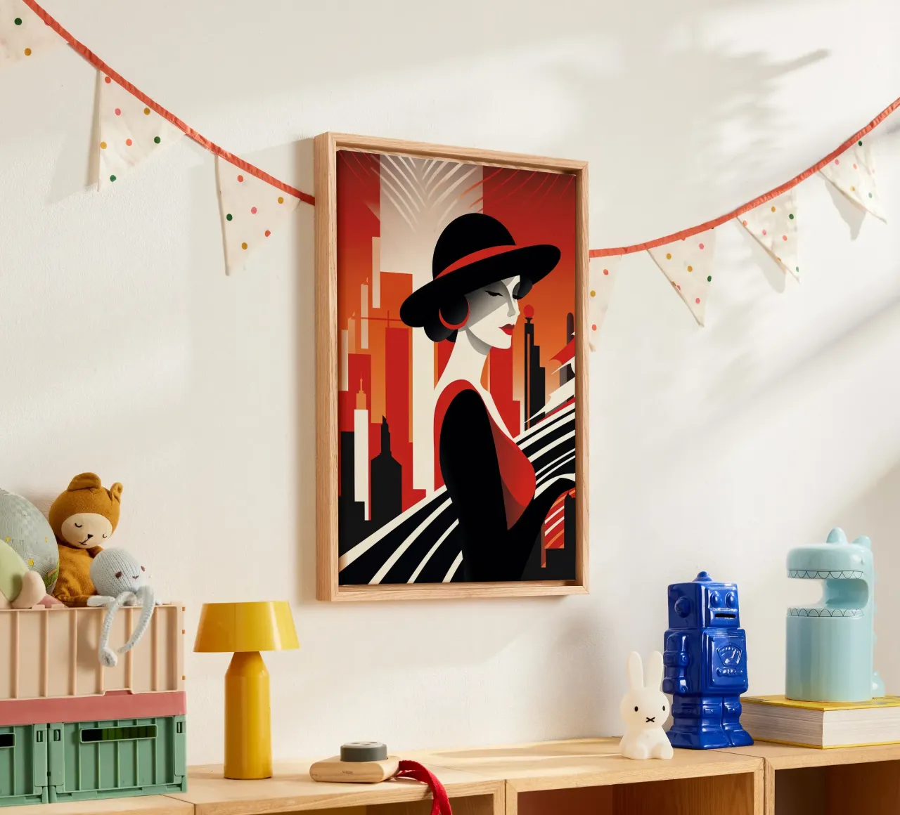 Art Deco Vrouw canvas met Baklijst van Artful Muse